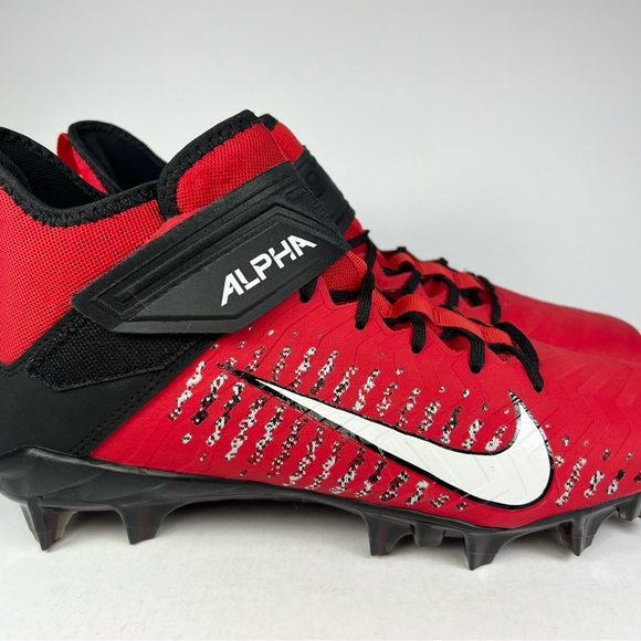 Nike Alpha Menace Pro 2 Mid University Red Black Football Cleats - Picture 3 of 10